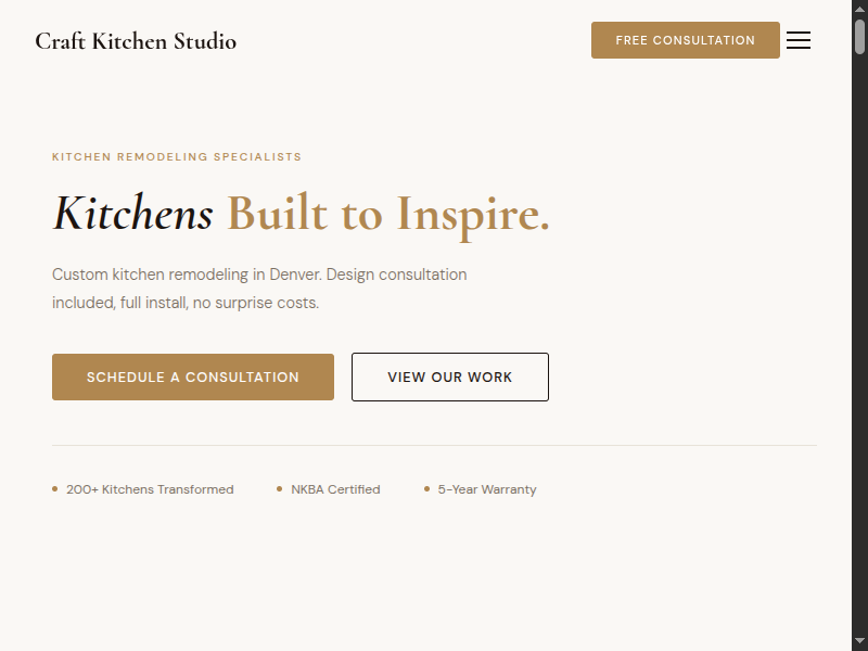 Craft Kitchen Studio website demo
